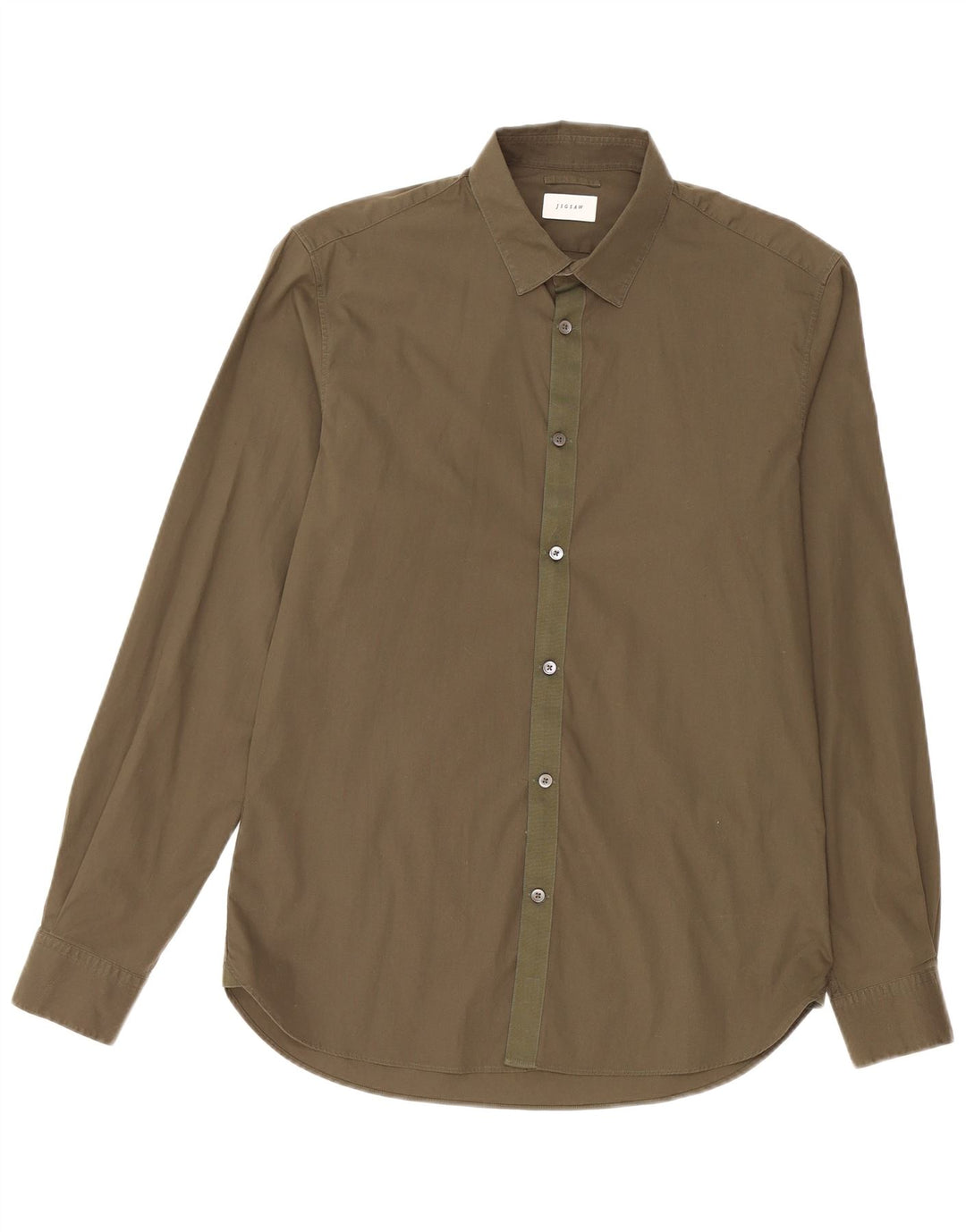 Camisa masculina JIGSAW de algodão cáqui médio