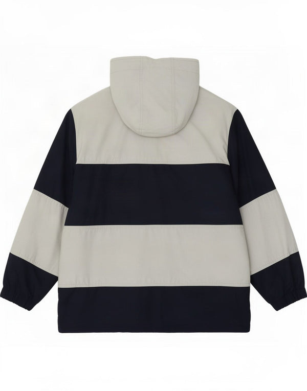 Jaqueta bomber feminina vintage com capuz Reino Unido 16 grande bloco colorido azul marinho