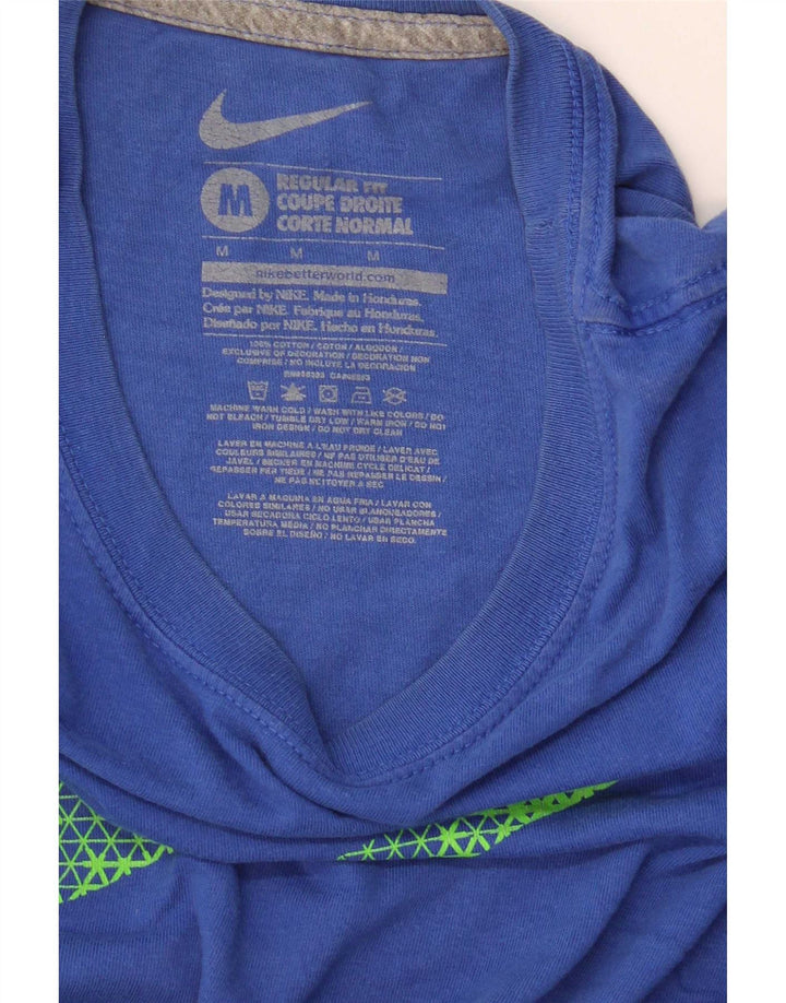 Camiseta Nike masculina regular fit gráfica top médio azul algodão