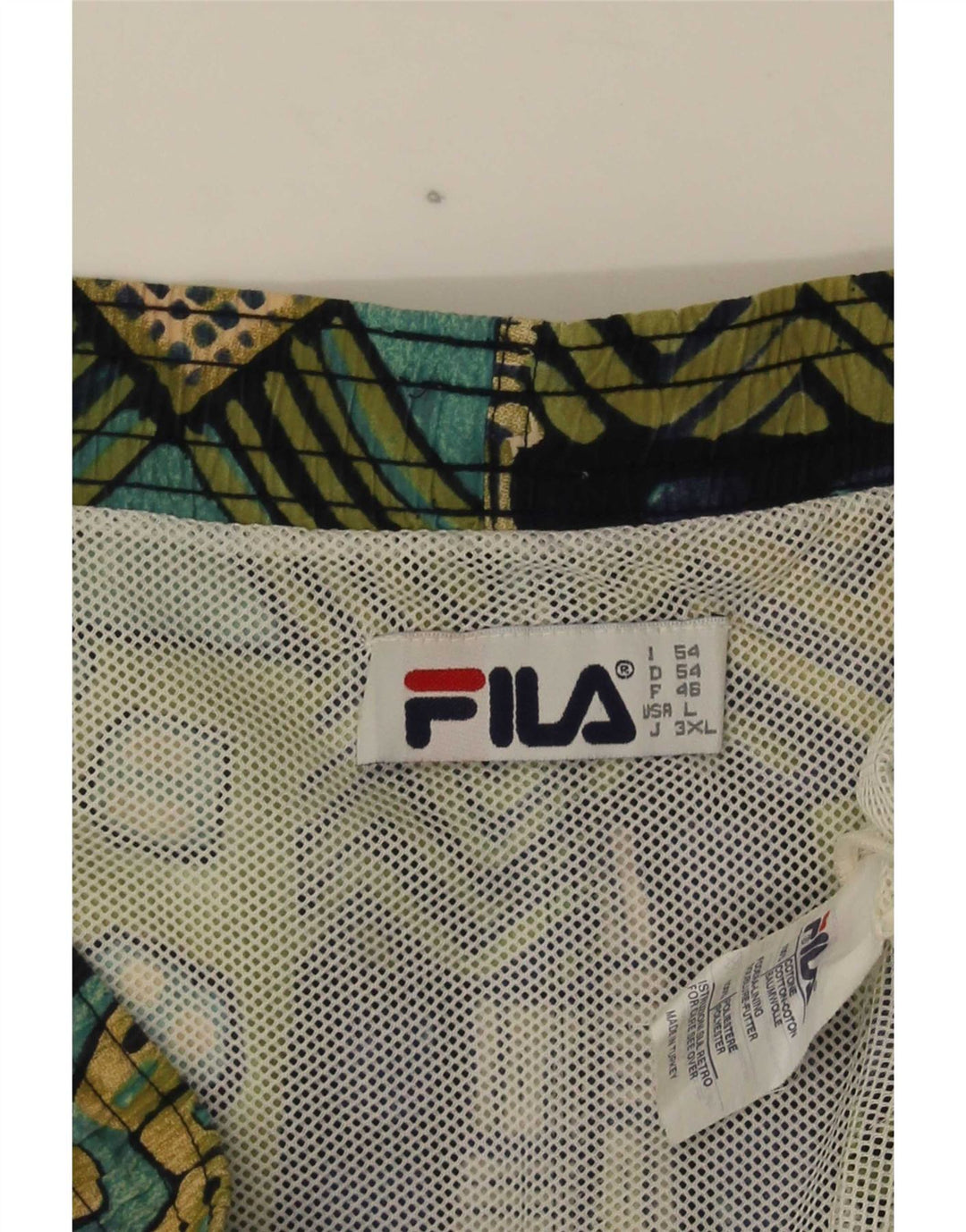 Shorts de natação masculino Fila grande algodão geométrico multicolorido
