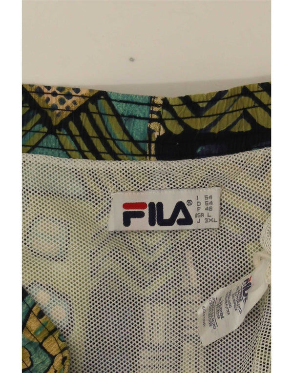 Shorts de natação masculino Fila grande algodão geométrico multicolorido
