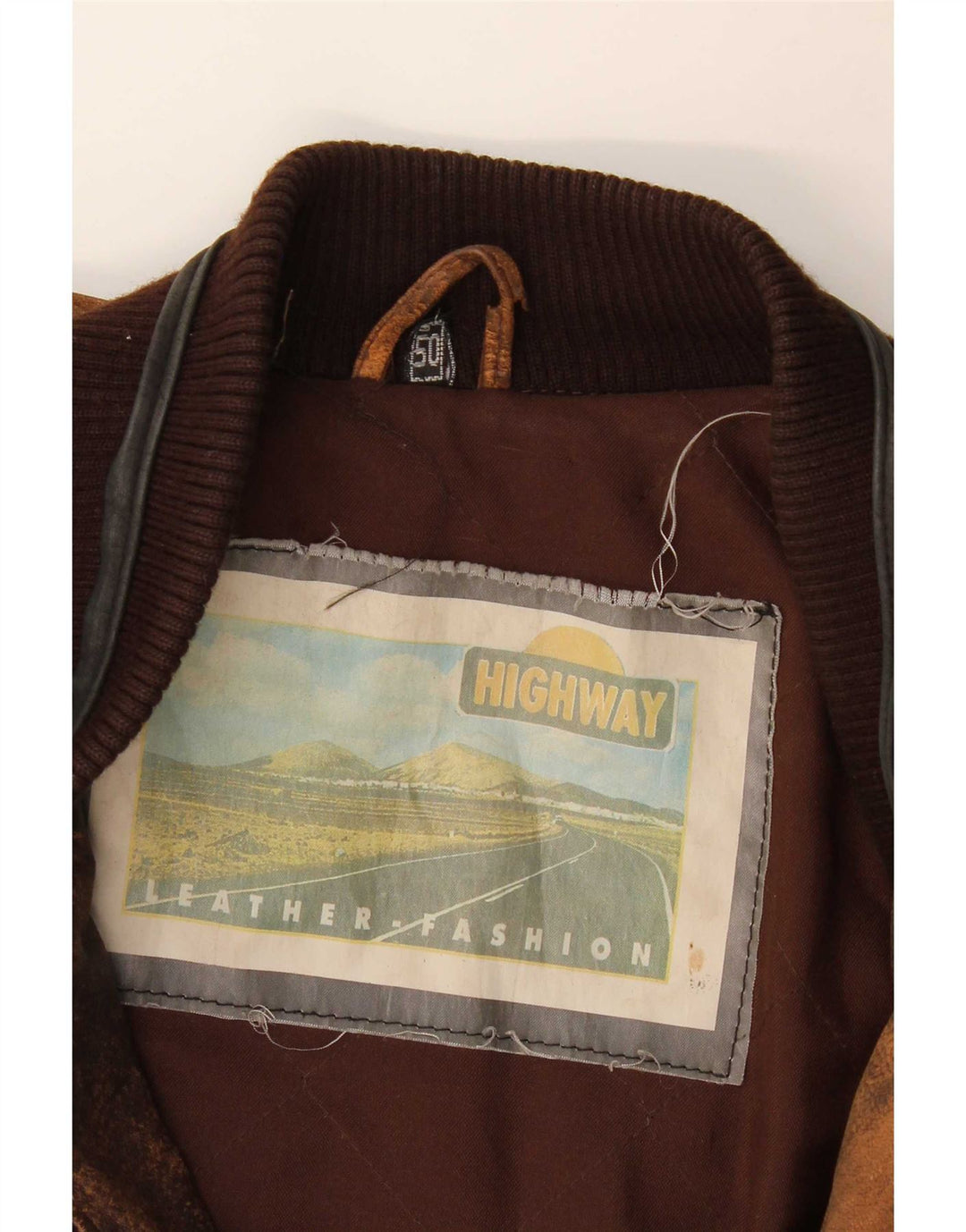 Jaqueta de couro masculina vintage IT 50 grande couro geométrico marrom