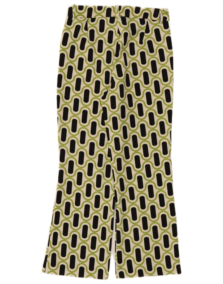 Zara Calça feminina casual bootcut médio W28 L26 verde geométrico