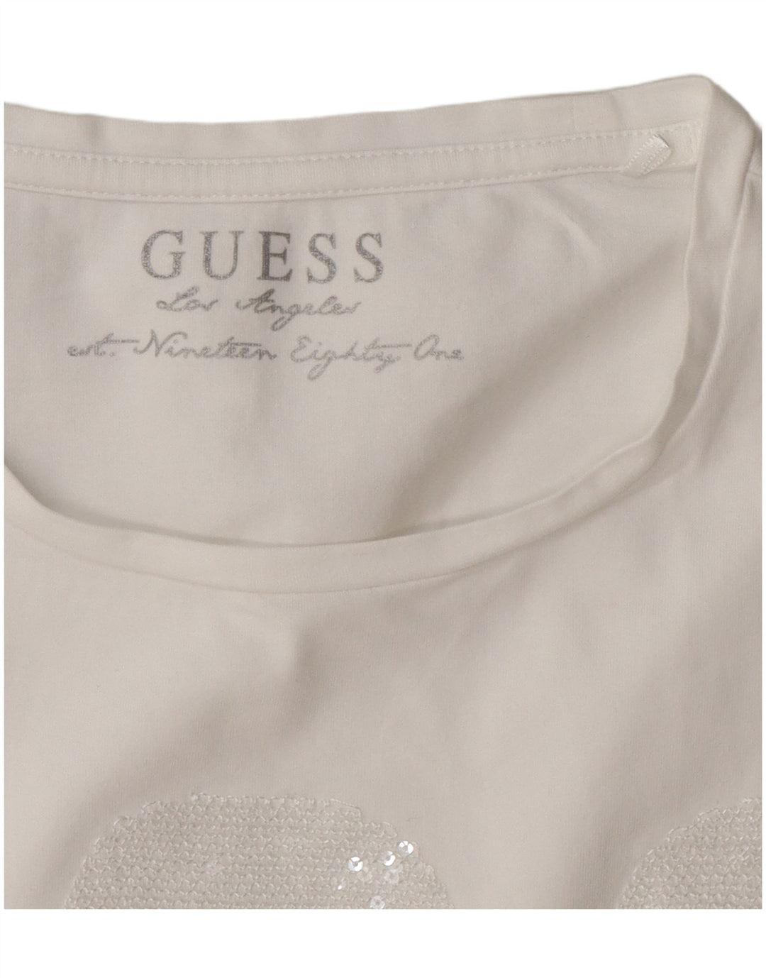 Camiseta feminina Guess com estampa regular UK 14 médio branco