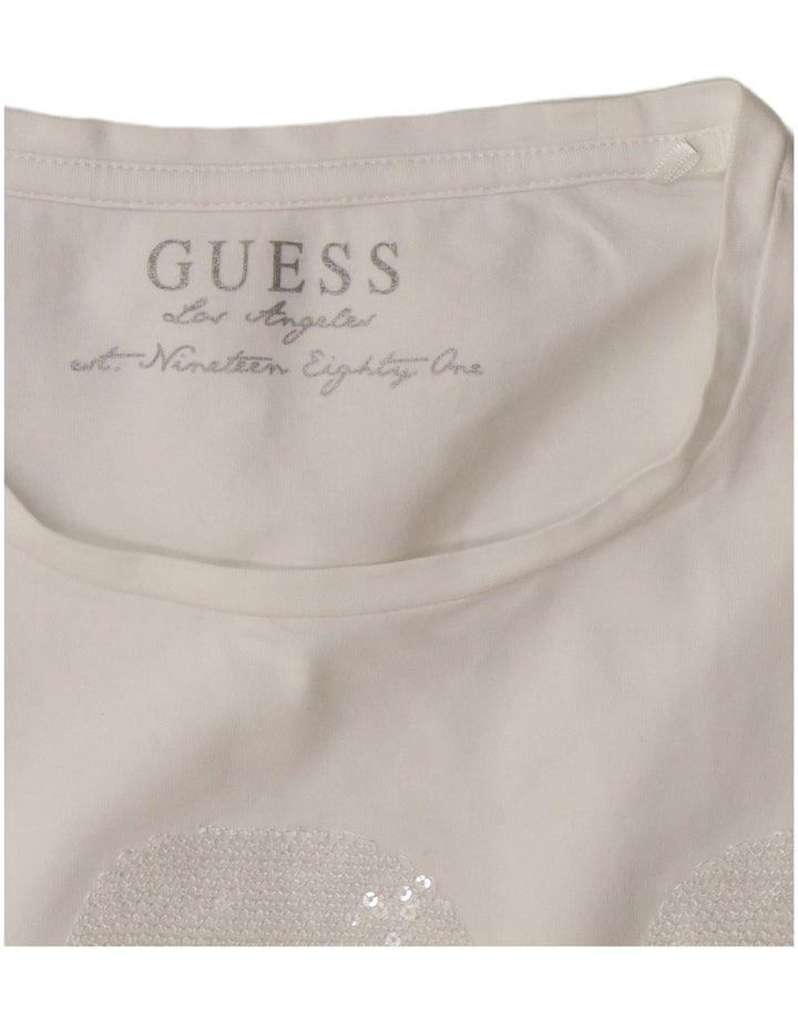 Camiseta feminina Guess com estampa regular UK 14 médio branco