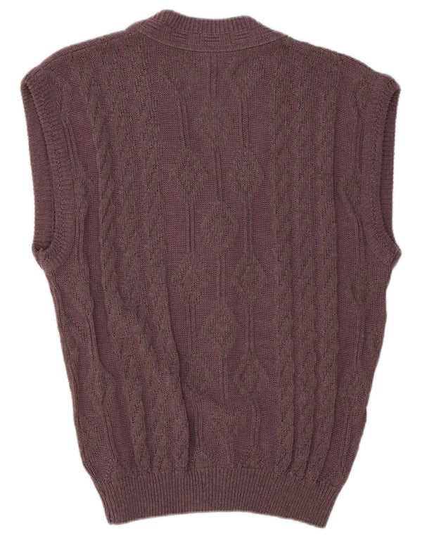 Suéter cardigã masculino vintage sem mangas IT 48/50 poliacrílico roxo médio