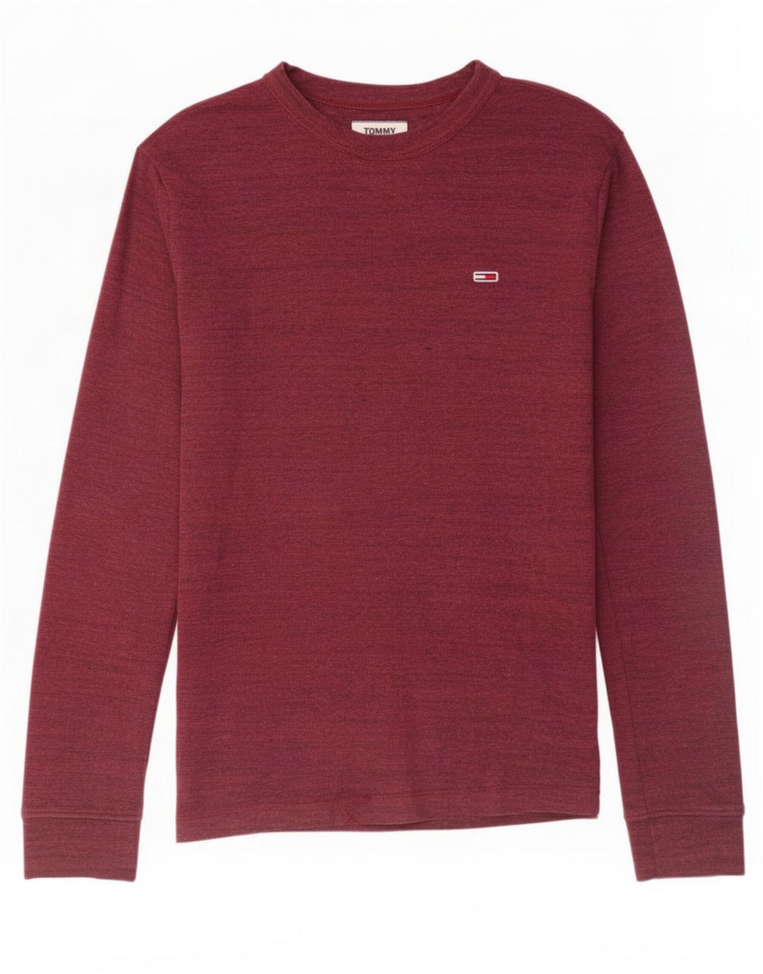 Tommy Hilfiger Top masculino de manga comprida médio algodão manchado Borgonha