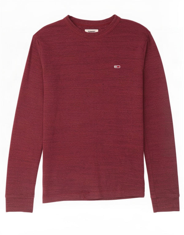 Tommy Hilfiger Top masculino de manga comprida médio algodão manchado Borgonha