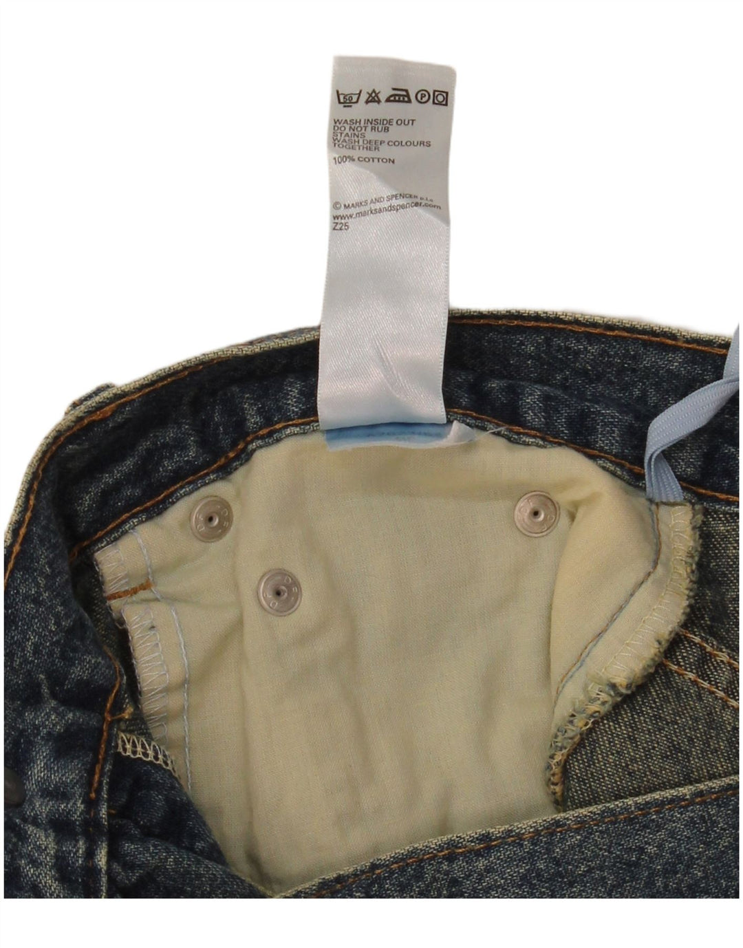 Saia jeans feminina Marks & Spencer UK 14 médio W30 algodão azul