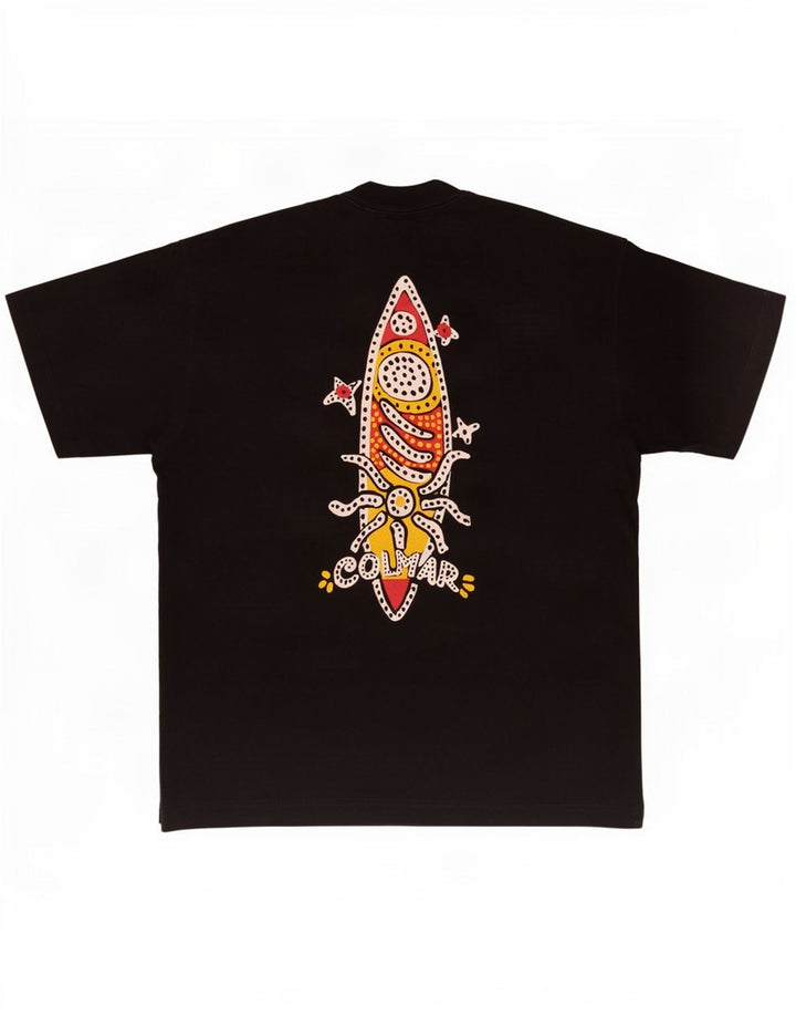 Colmar Camiseta masculina gráfica Top de algodão preto médio