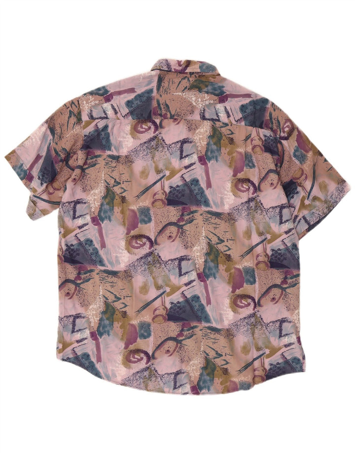 Camisa masculina de manga curta Coconut grande patchwork multicolorido viscose