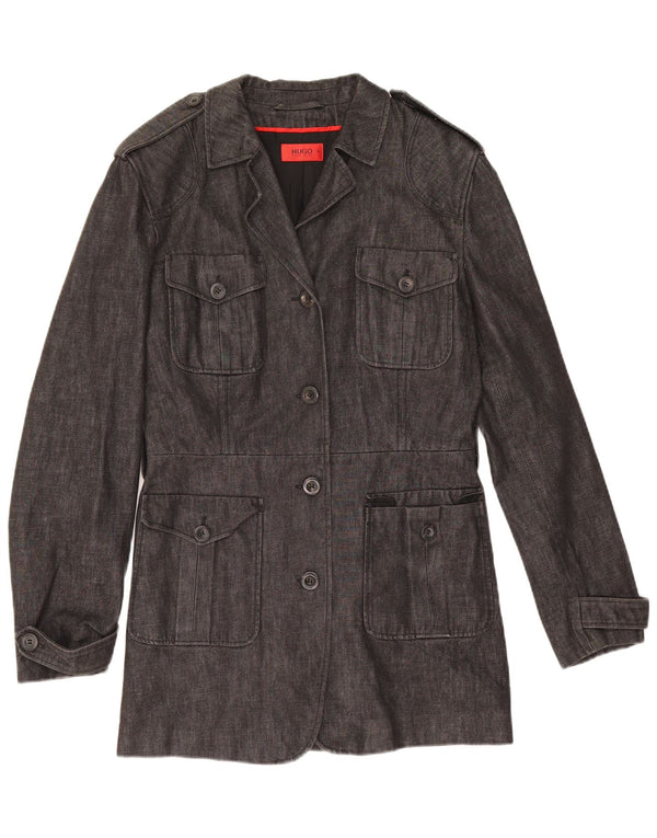 Sobretudo militar feminino Hugo Boss EU 36 pequeno algodão cinza