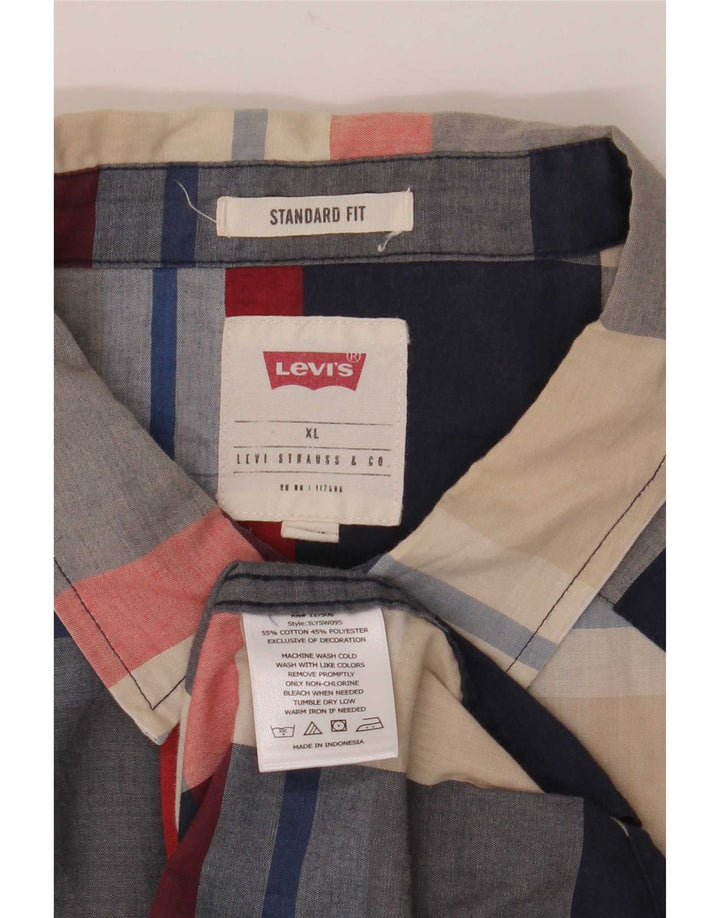 Camisa masculina de manga curta Standard Fit XL da Levi's em algodão xadrez multicolorido