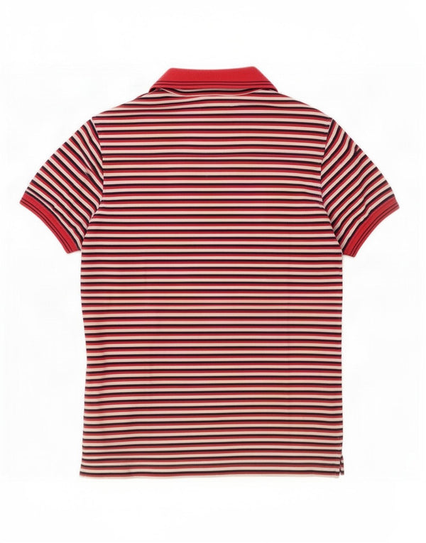 Camisa polo feminina Liu Jo UK 18 XL algodão listrado vermelho