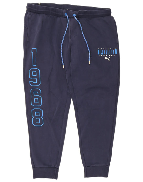 Calça de treino masculina Puma Graphic Joggers 2XL algodão azul marinho