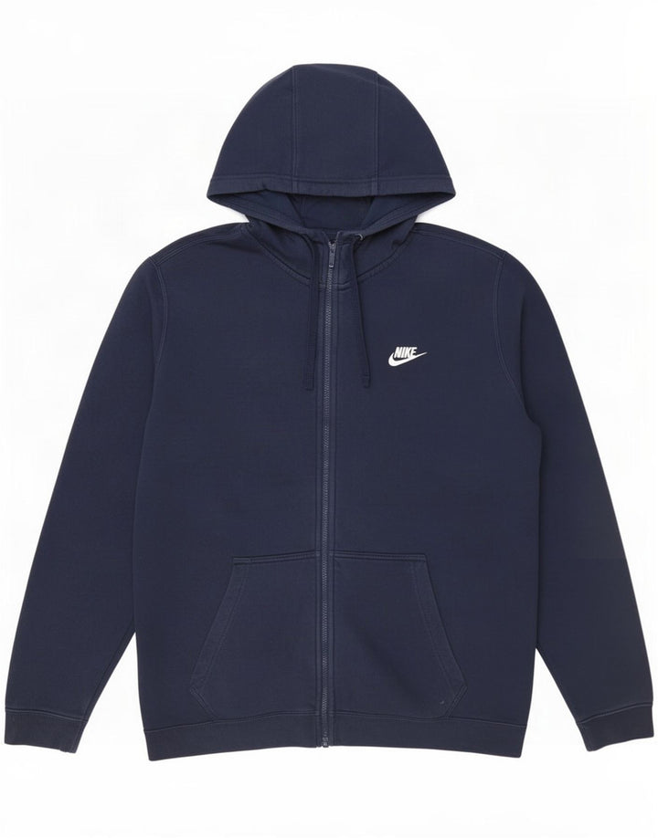 Suéter Nike masculino com capuz e zíper grande azul marinho