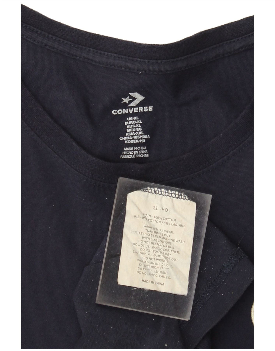 Camiseta masculina CONVERSE Top XL algodão azul marinho