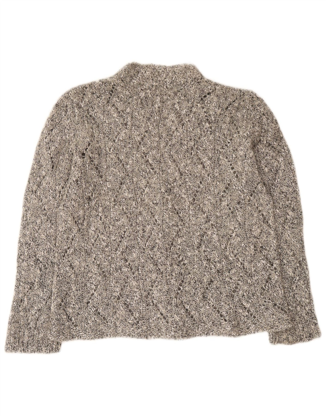 Suéter cardigã feminino vintage Reino Unido 12 cinza médio manchado