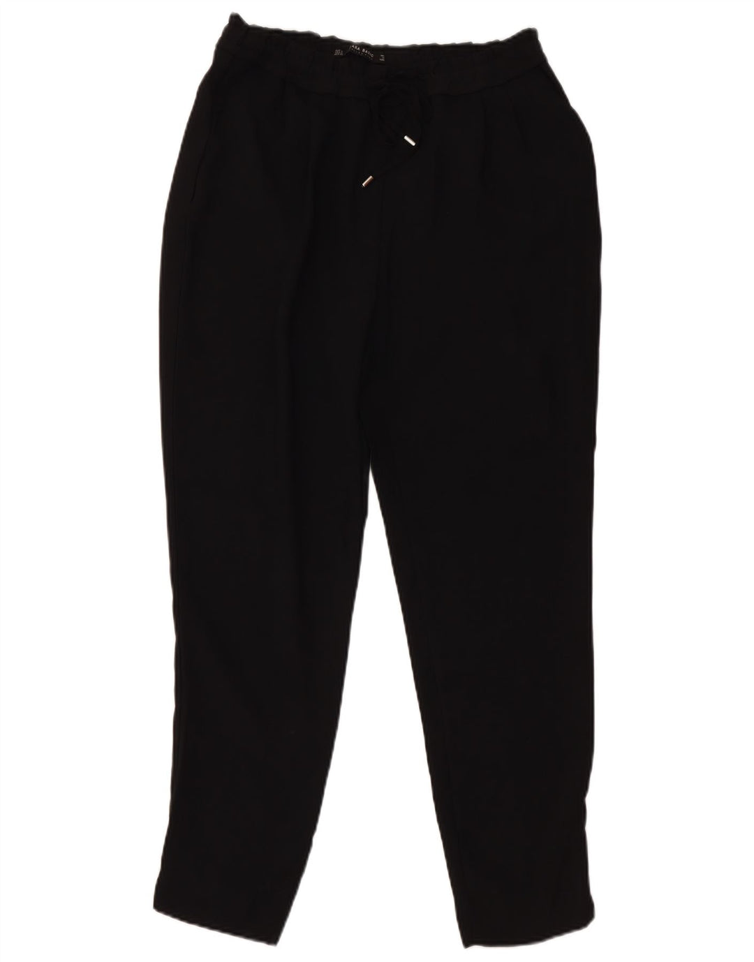 ZARA Calça Chino Feminina Slim Pequena W26 L26 Poliéster Preto