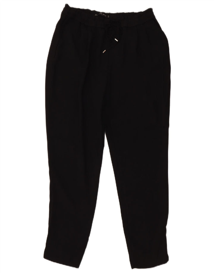 ZARA Calça Chino Feminina Slim Pequena W26 L26 Poliéster Preto