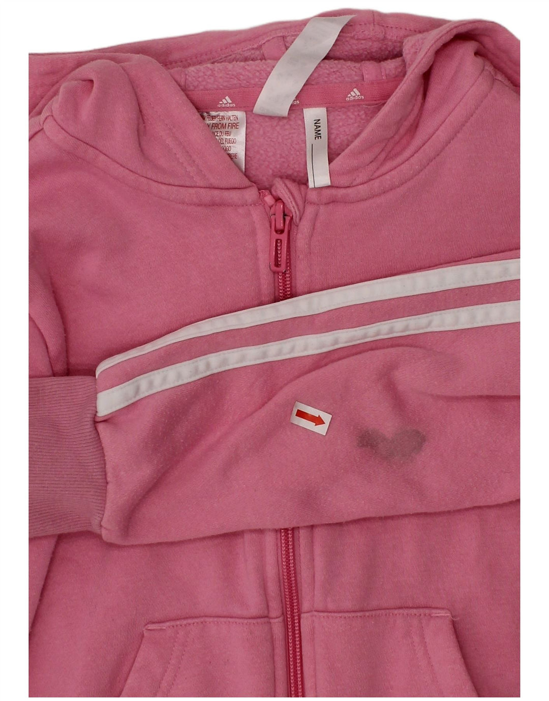 ADIDAS Suéter feminino com capuz e zíper 7-8 anos algodão rosa