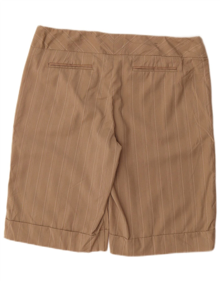 Mossimo Shorts Chino Feminino US 12 Grande W32 Poliéster Listrado Bege