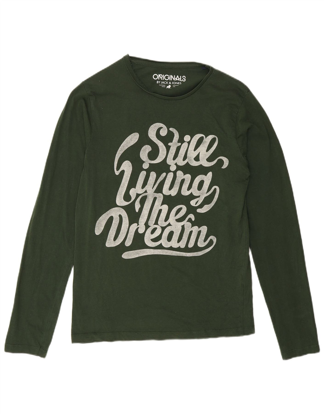 Jack & Jones Camiseta masculina gráfica manga comprida pequena verde