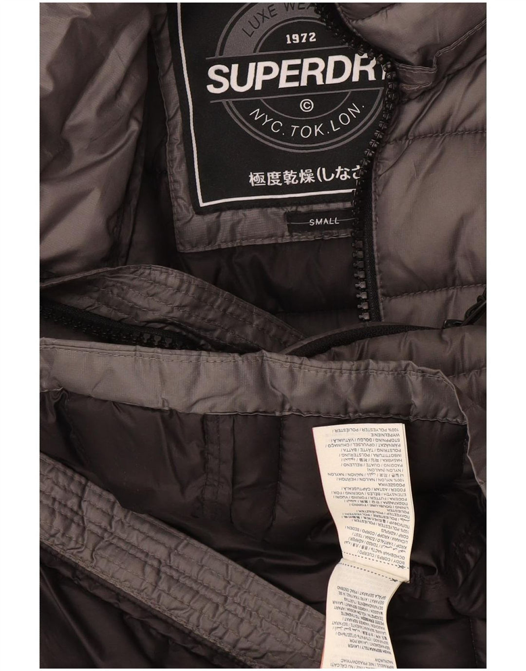 Colete acolchoado feminino Superdry UK 10 pequeno poliéster cinza