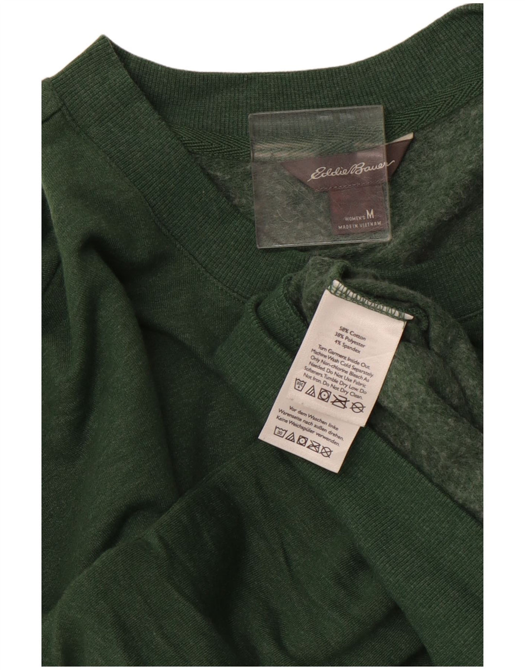 EDDIE BAUER moletom feminino jumper UK 14 algodão verde médio