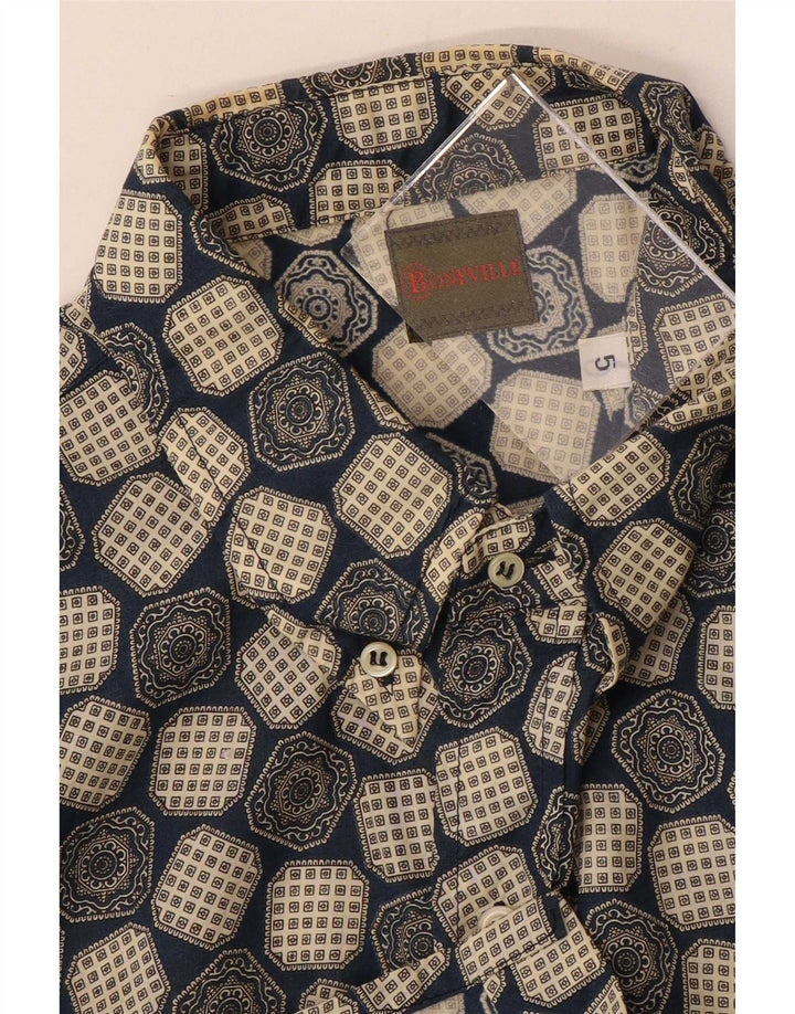 Camisa masculina de manga curta Boneville grande azul geométrica