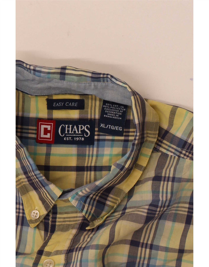 Camisa masculina de manga curta Chaps XL amarelo xadrez algodão