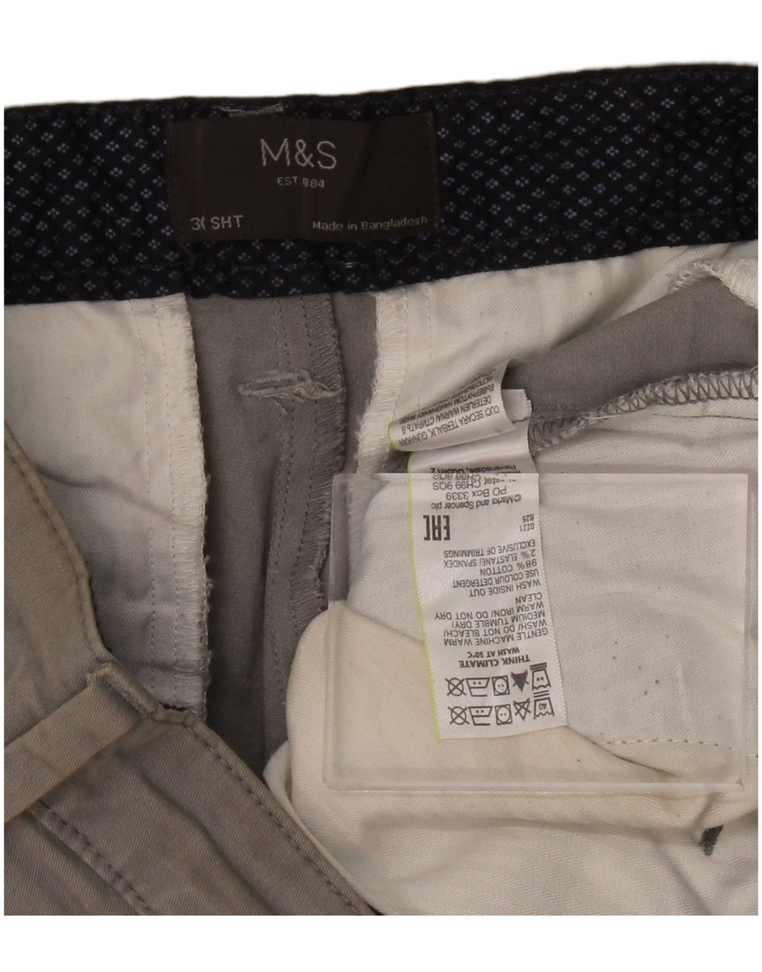 Shorts chino masculino MARKS & SPENCER W30 algodão cinza médio