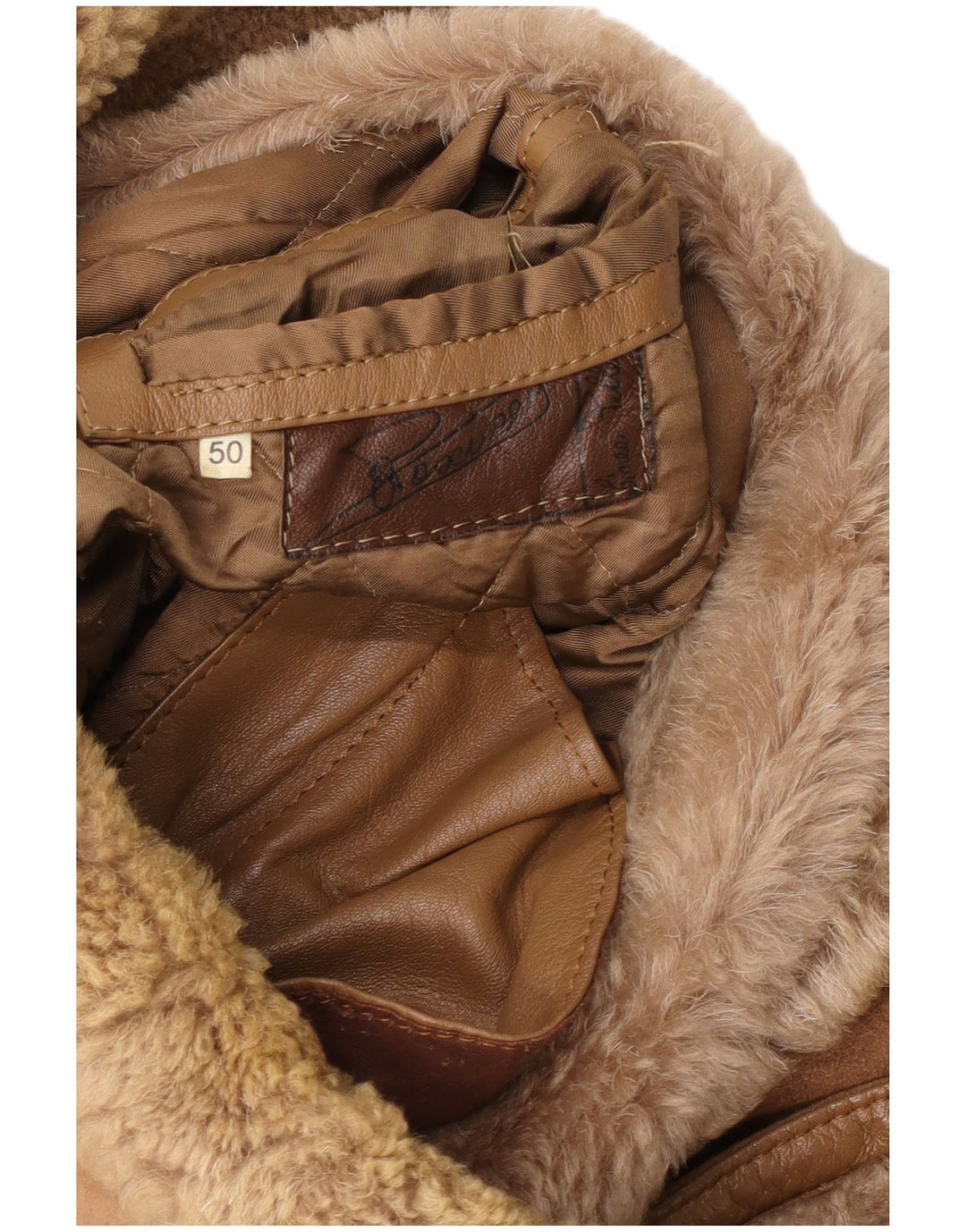 Jaqueta masculina vintage shearling IT 50 grande bege