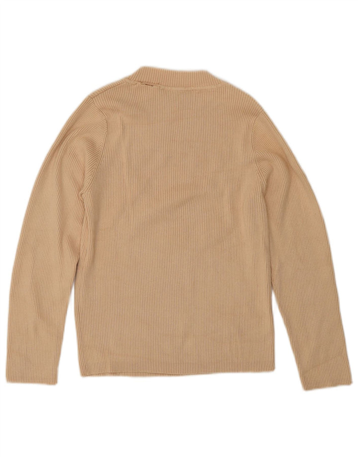 Zara Top curto feminino manga 3/4 Reino Unido 12 médio bege