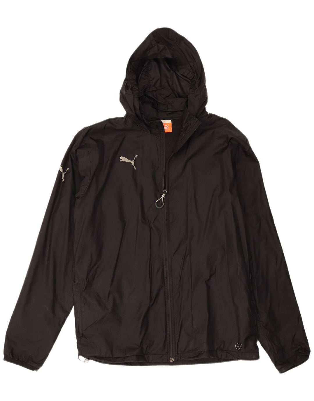 Jaqueta de chuva masculina Puma com capuz UK 40 grande nylon preto