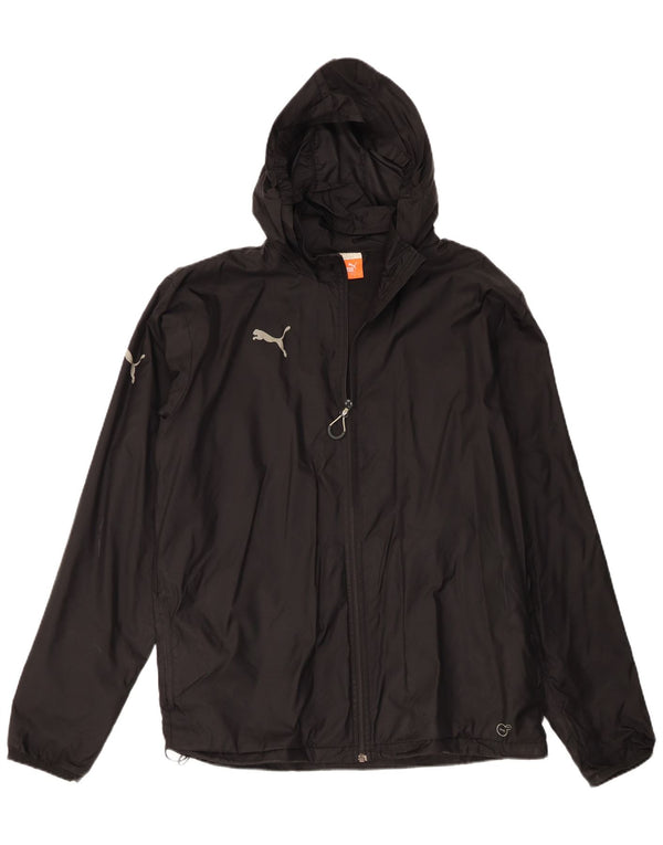 Jaqueta de chuva masculina Puma com capuz UK 40 grande nylon preto