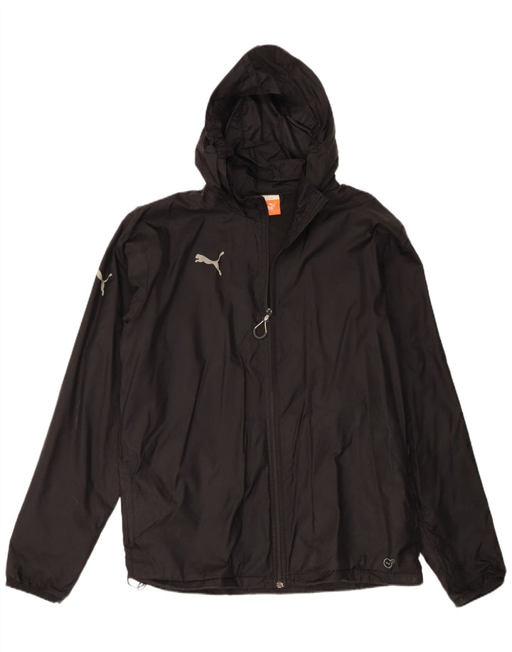Jaqueta de chuva masculina Puma com capuz UK 40 grande nylon preto