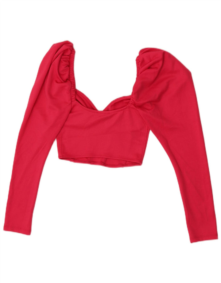 Zara Womens Long Sleeve Crop Top Reino Unido 8 Pequeno Rosa