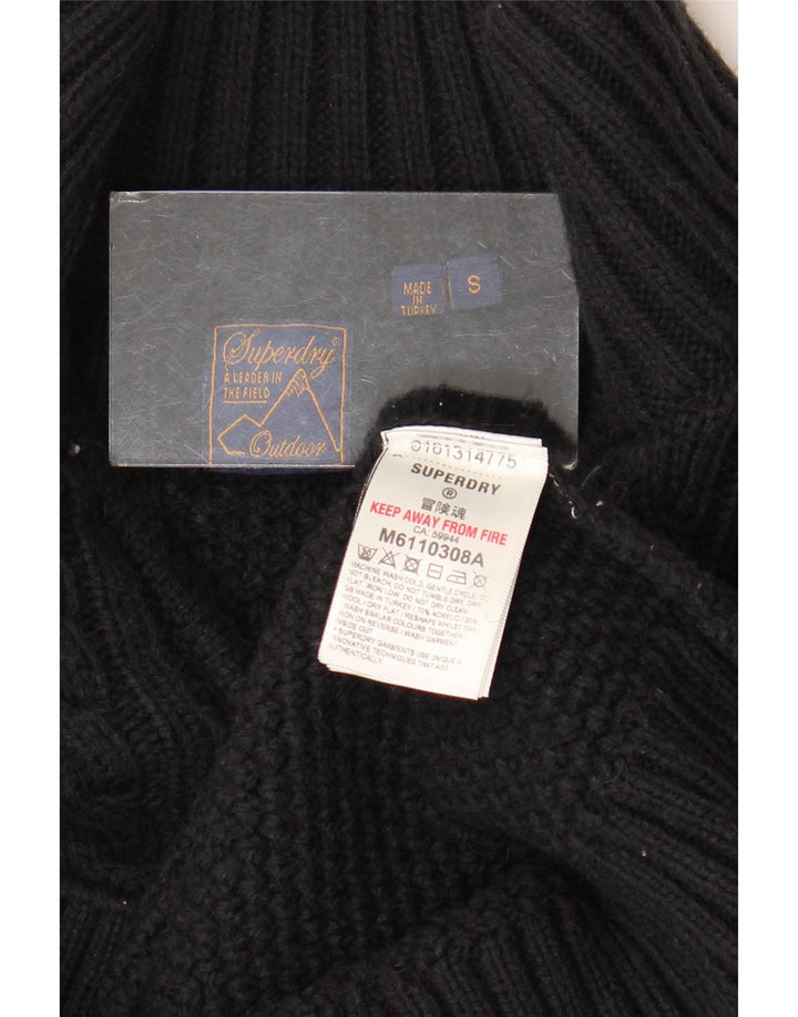 Suéter masculino Superdry com zíper e pescoço pequeno acrílico preto