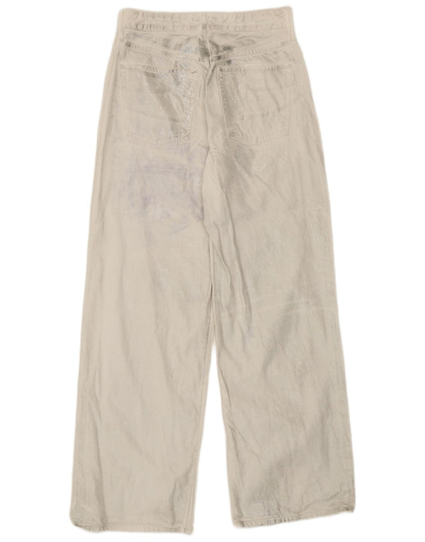 Zara Jeans feminino cintura alta com perna larga EU 40 médio W30 L31 branco tie-dye