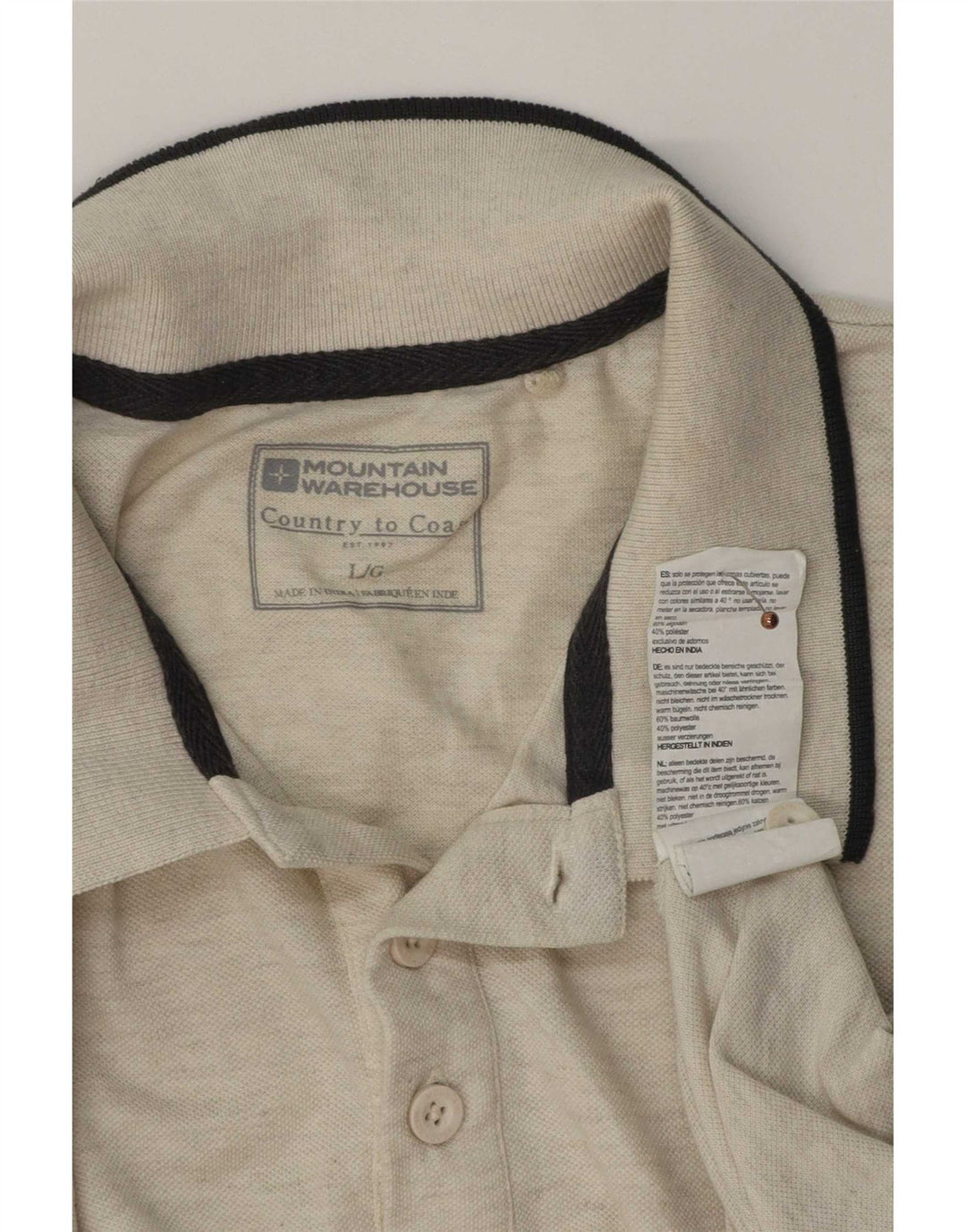 Camisa polo masculina Mountain Warehouse grande algodão bege