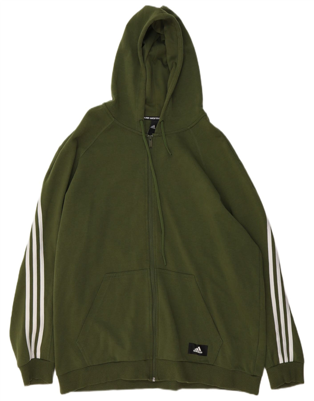 Adidas masculino zip moletom com capuz 2xl algodão cáqui