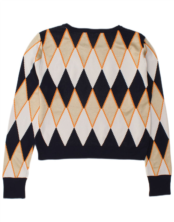 Suéter feminino Zara com gola canoa UK 14 médio multicolorido