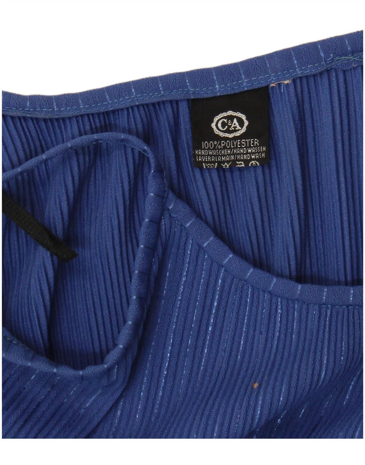 Vestido de verão feminino C&A UK 10 pequeno poliéster listrado azul