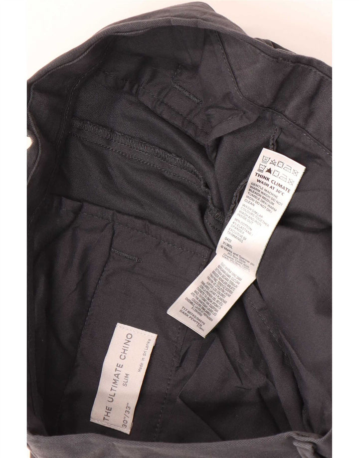 Calça Chino Masculina Slim Marks & Spencer W30 L33 Algodão Cinza
