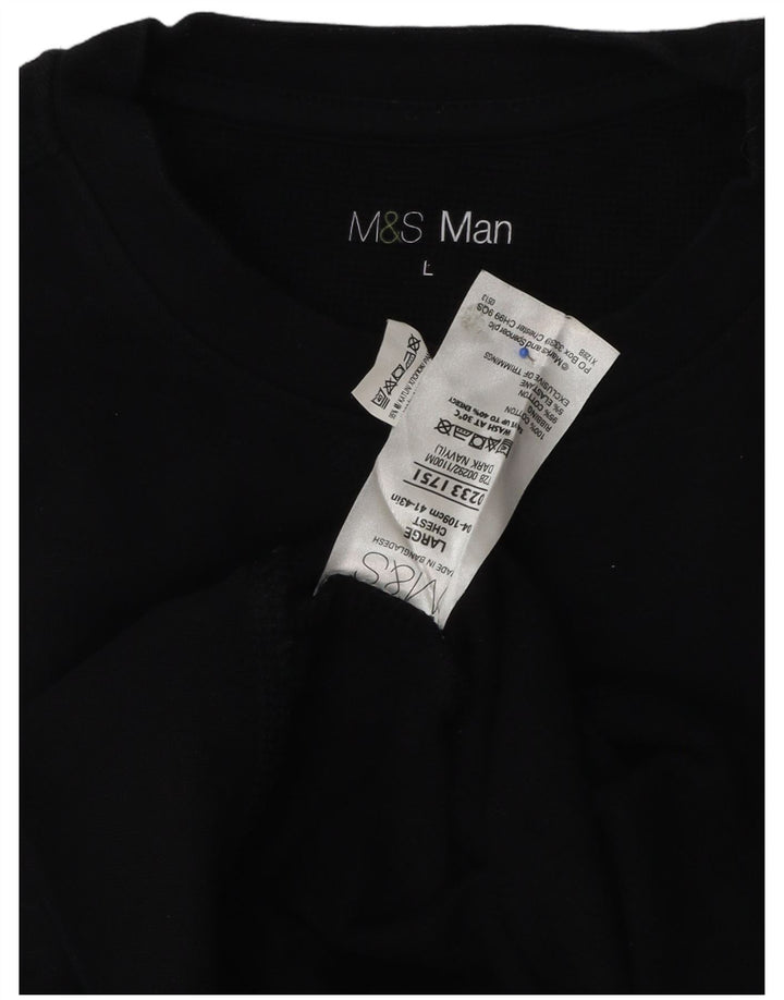 Suéter masculino Marks & Spencer grande algodão azul marinho
