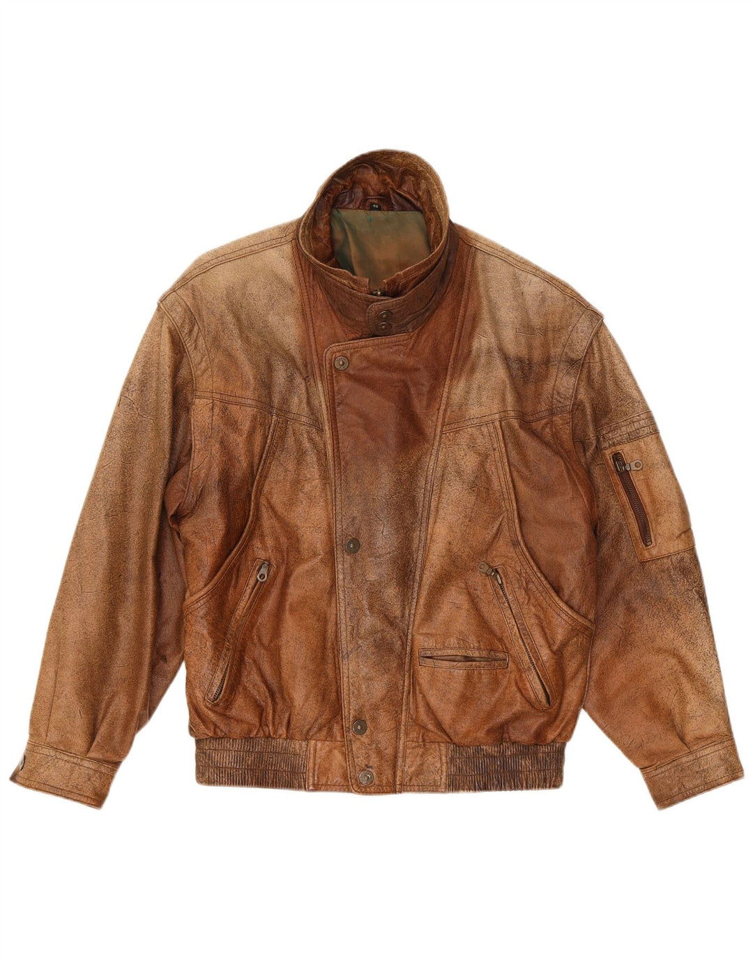Jaqueta de couro masculina Trapper IT 46 pequena marrom