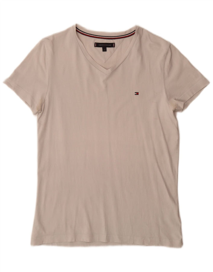 Camiseta masculina Tommy Hilfiger top pequeno algodão branco