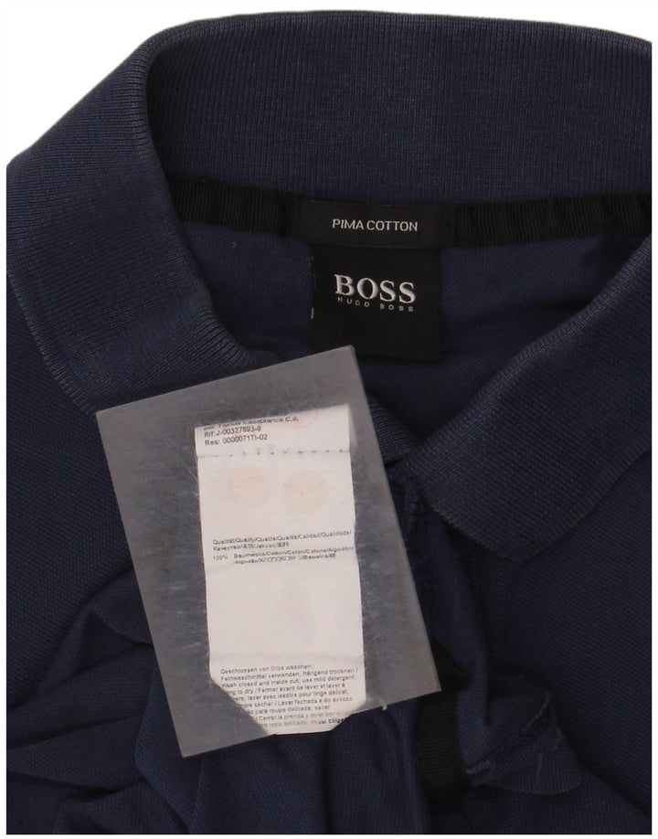 Camisa polo masculina Hugo Boss grande algodão azul marinho