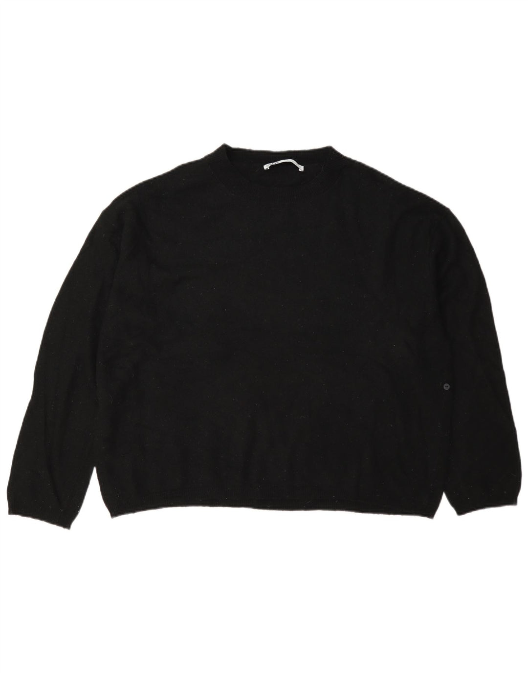Suéter feminino Zara com gola redonda grande, Reino Unido 10, lã preta pequena
